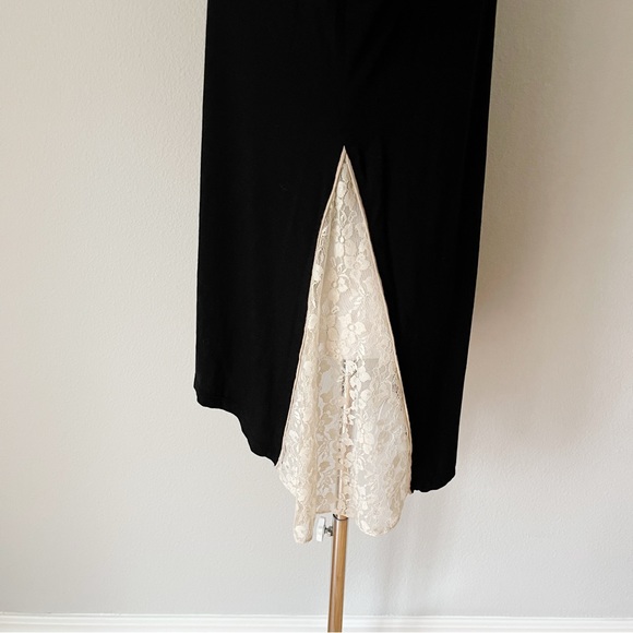 LOGO by Lori Goldstein Stretch Jersey Knit Black/Beige  Loungewear Tunic Size M - Picture 4 of 7